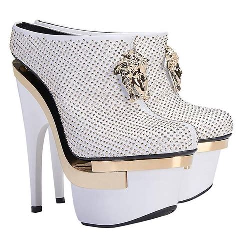 versace shoes white and blue|Versace booties.